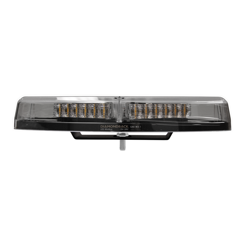 [E-2140AC] 14" Clear Lens Amber LED Warning Light Bar Bracket Mount
