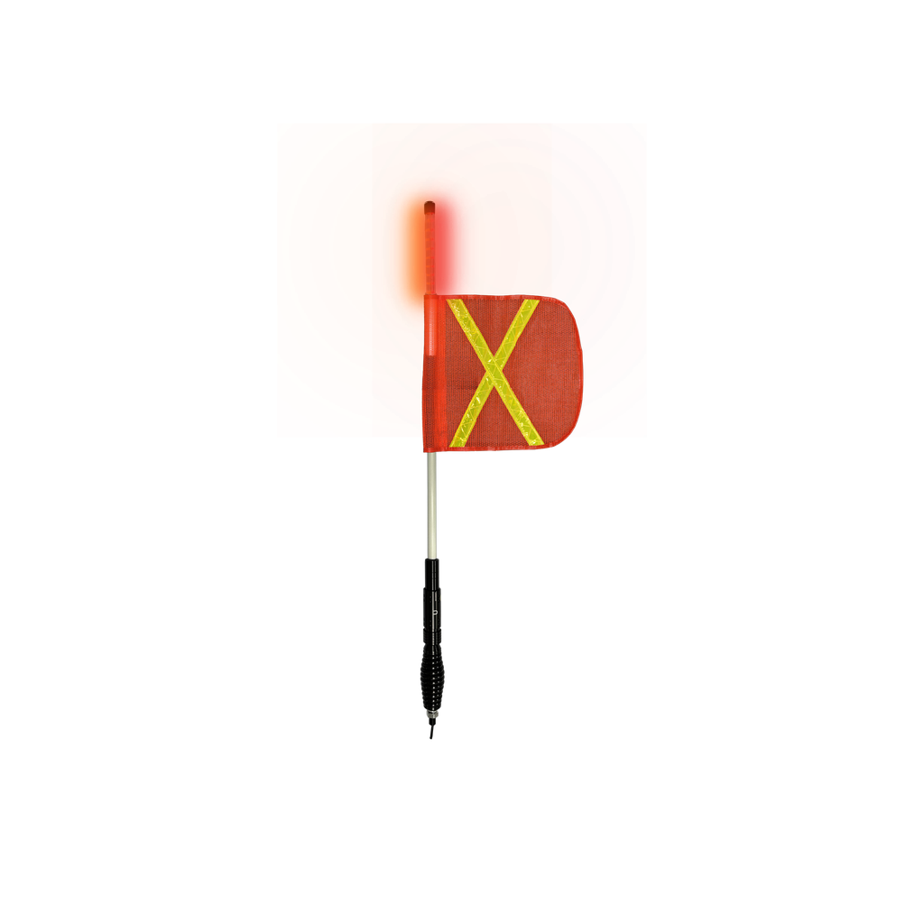 [EW6030AR] 3 ft Top LED Light Whip Quick Disconnect Spring Mount Flag Steady Amber/Red