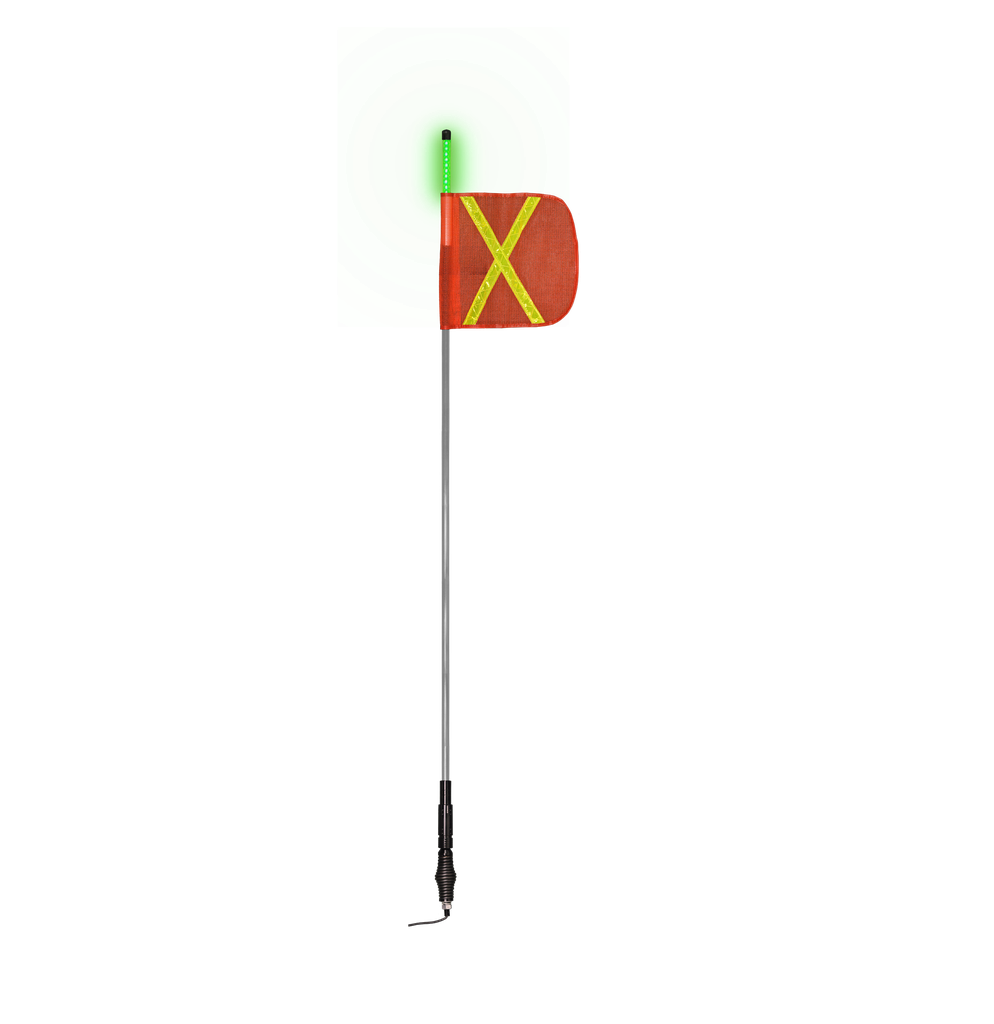 [EW6060G] 6 ft Top LED Light Whip Quick Disconnect Spring Mount Flag Steady Green