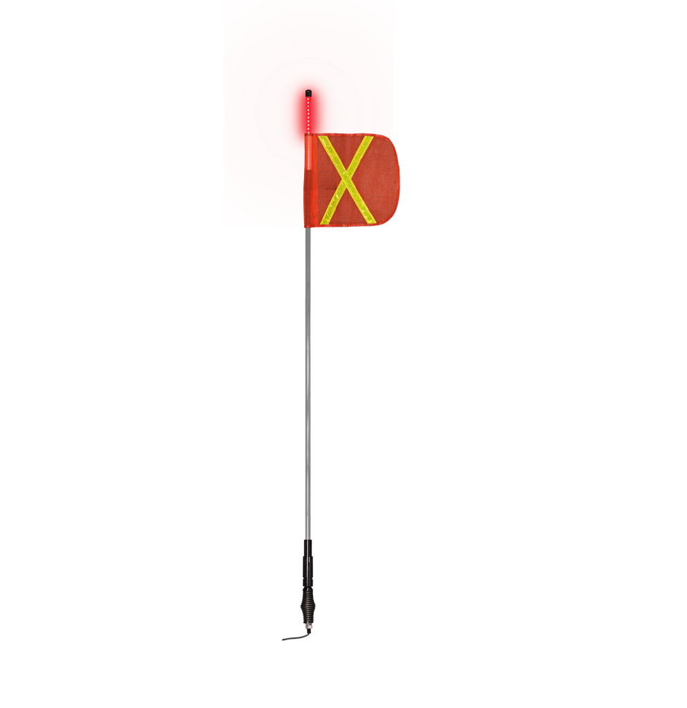 [EW6080R] 8 ft Top LED Light Whip Quick Disconnect Spring Mount Flag Steady Red