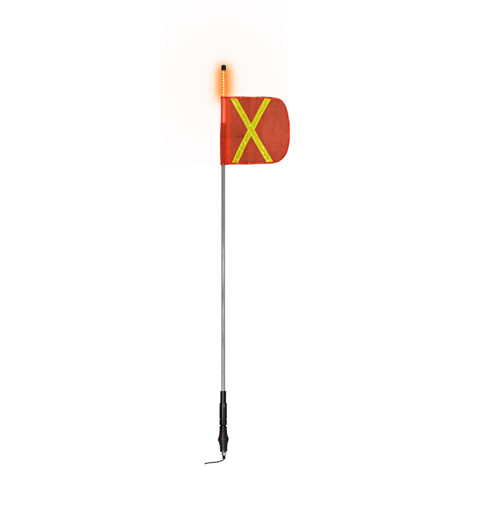 [EW6081A] 8 ft Top LED Light Whip Quick Disconnect Spring Mount Flag Flashing Amber