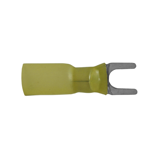 Heat Shrinkable Fork Terminals Yellow 12-10 Ga Stud 10 - 100/pack