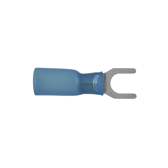 Heat Shrinkable Fork Terminals Blue 16-14 Ga Stud 10 - 100/pack