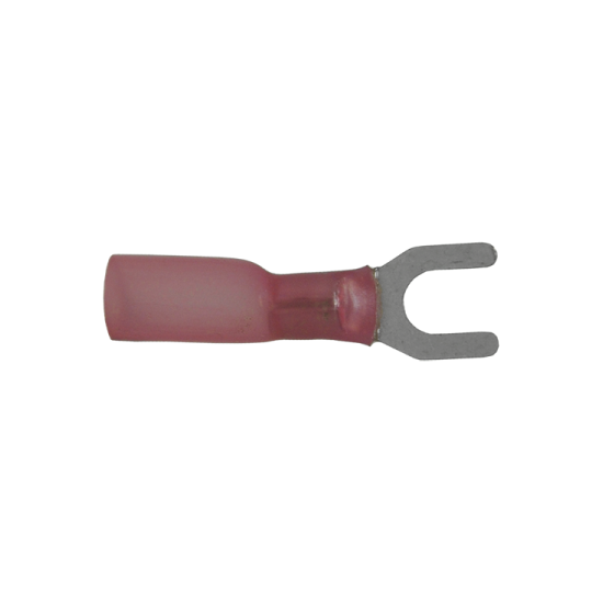 Heat Shrinkable Fork Terminals Red 20-18 Ga Stud 8 - 100/pack