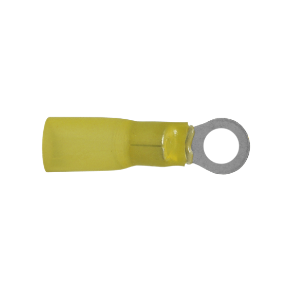 Heat Shrinkable Ring Terminals Yellow 12-10 Ga Stud 10 - 50/pack