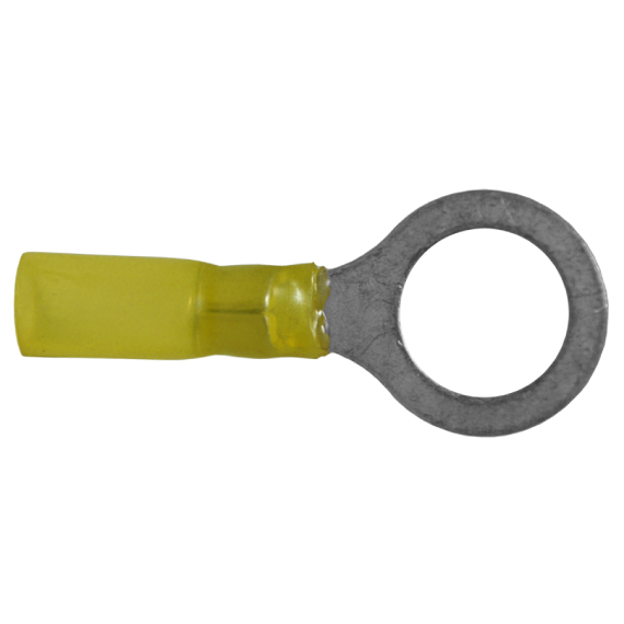 Heat Shrinkable Ring Terminals Yellow 12-10 Ga Stud 1/2" - 50/pack