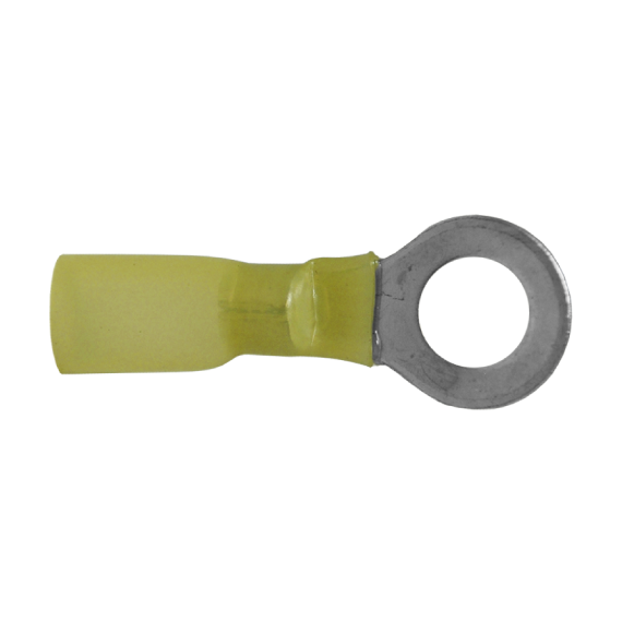 Heat Shrinkable Ring Terminals Yellow 12-10 Ga Stud 5/16" - 50/pack