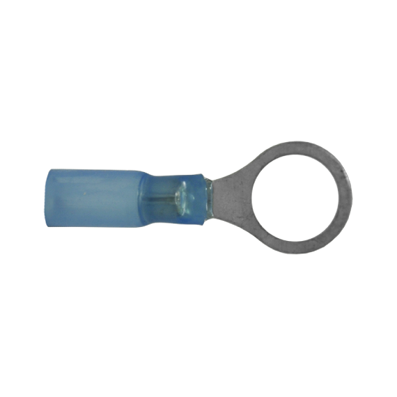 Heat Shrinkable Ring Terminals Blue 16-14 Ga Stud 3/8" - 50/pack