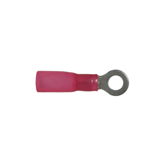 Heat Shrinkable Ring Terminals Red 20-18 Ga Stud 8 - 100/pack