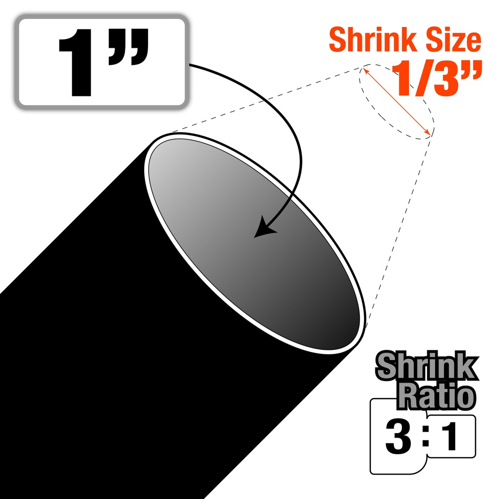 [HSD100-06] Dual Wall 3:1 Heat Shrinkable Tubing 1" Dia 6" Length - 6/pack