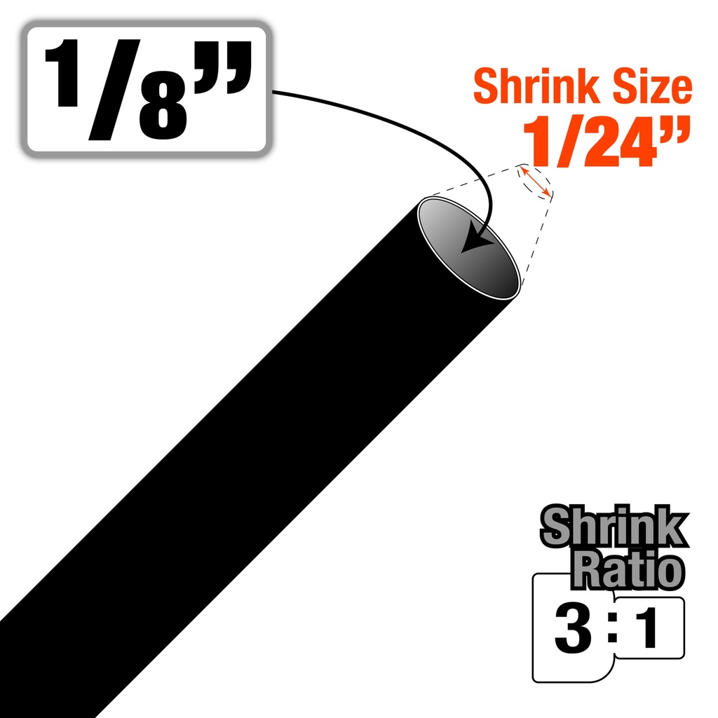 [HSD180-06] Dual Wall 3:1 Heat Shrinkable Tubing 1/8" Dia 6" Length - 6/pack