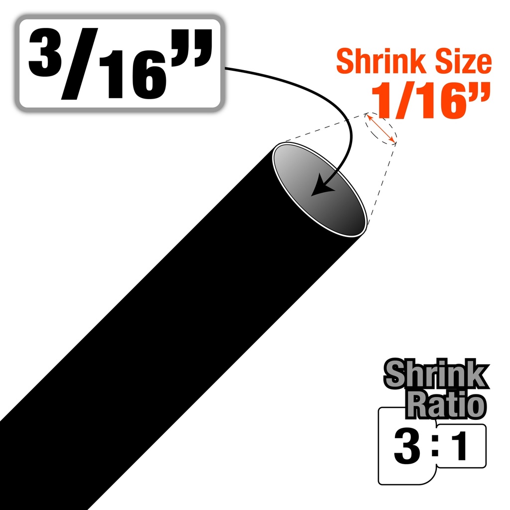 [HSD316-06] Dual Wall 3:1 Heat Shrinkable Tubing 3/16" Dia 6" Length - 6/pack