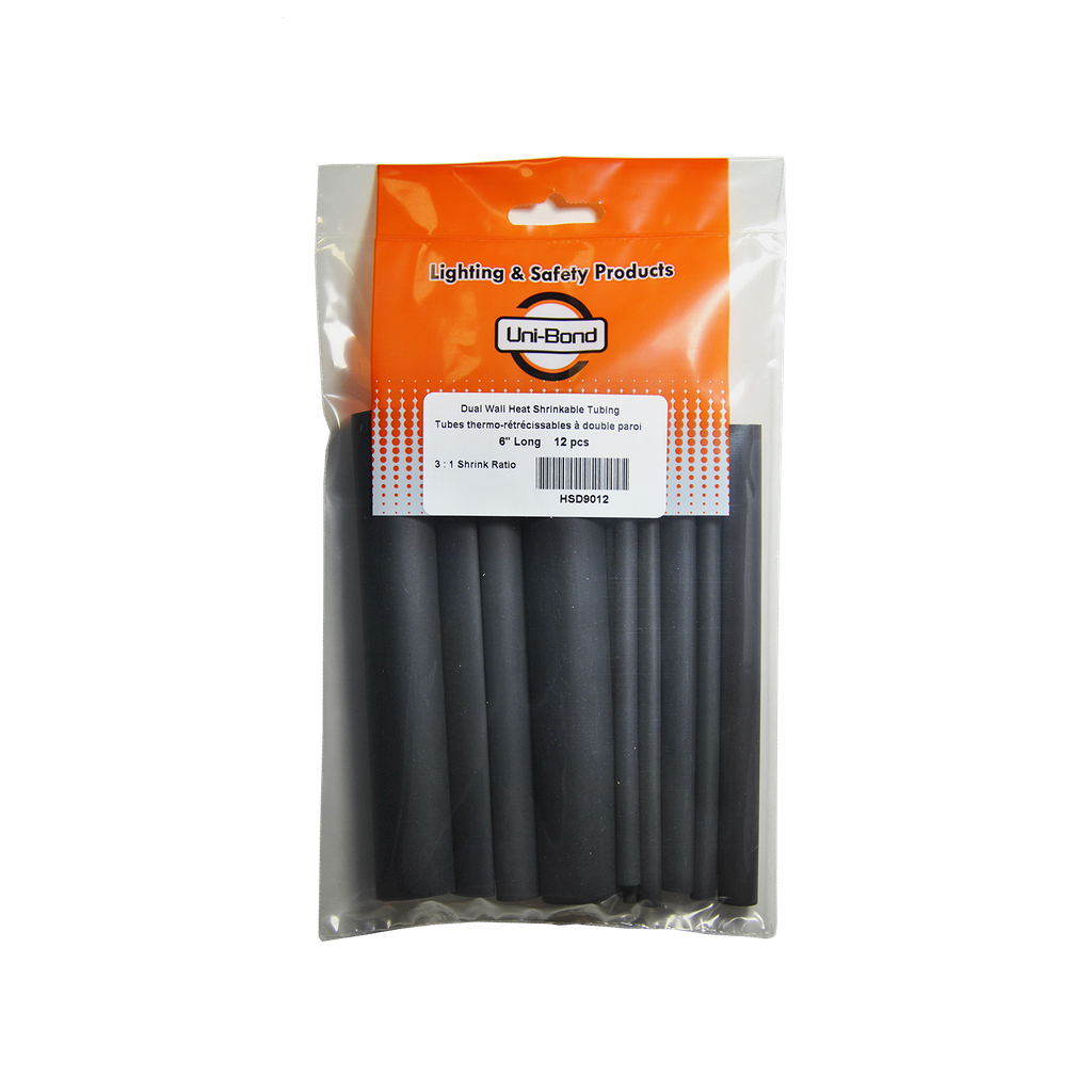 [HSD9012] Dual Wall 3:1 Heat Shrinkable Tubing Variety Pack 6" Length - 12/pack
