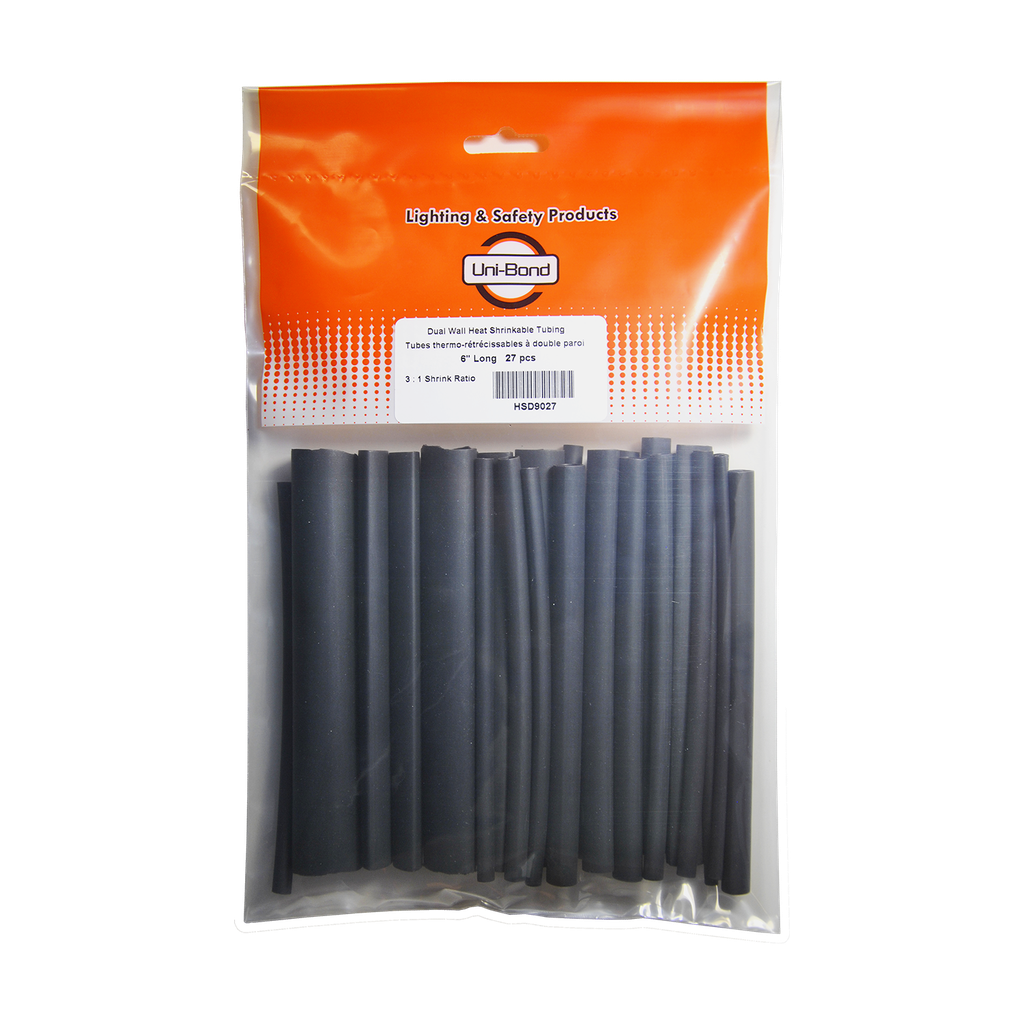 [HSD9027] Dual Wall 3:1 Heat Shrinkable Tubing Variety Pack 6" Length - 27/pack