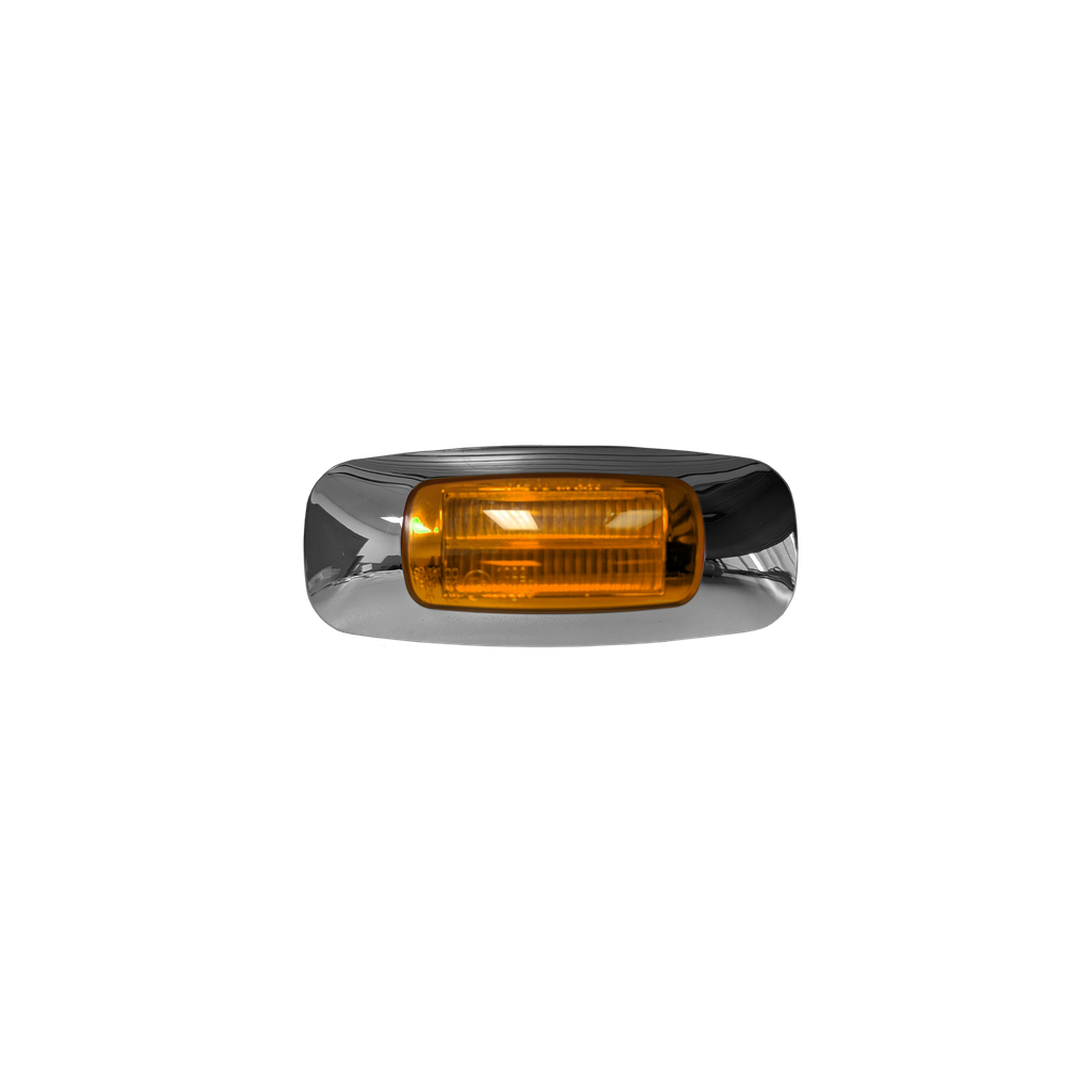 [LED0615-4AP] LED 1.45"x3.65" Marker Lamp Amber 4-dio w/ Chrome Bezel