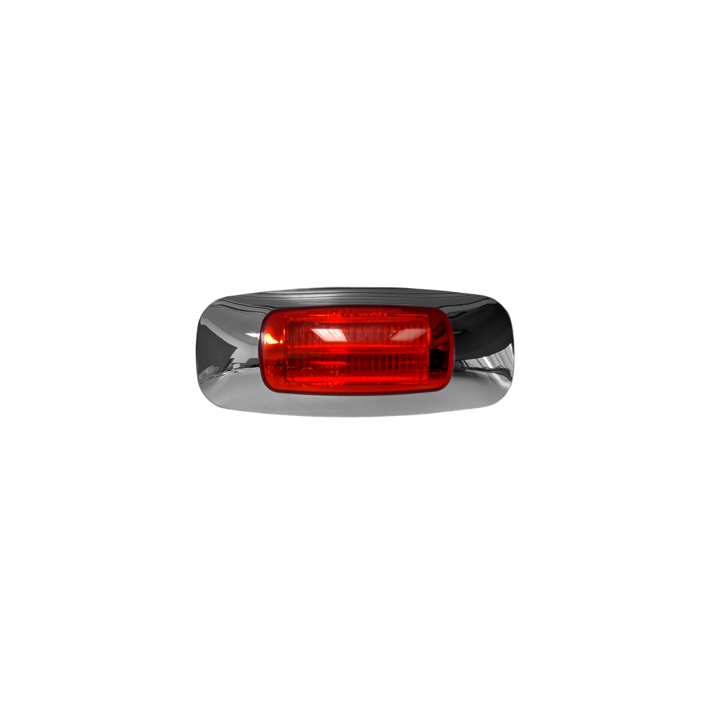 LED 1.45"x3.65" Marker Lamp Red 4-dio w/ Chrome Bezel