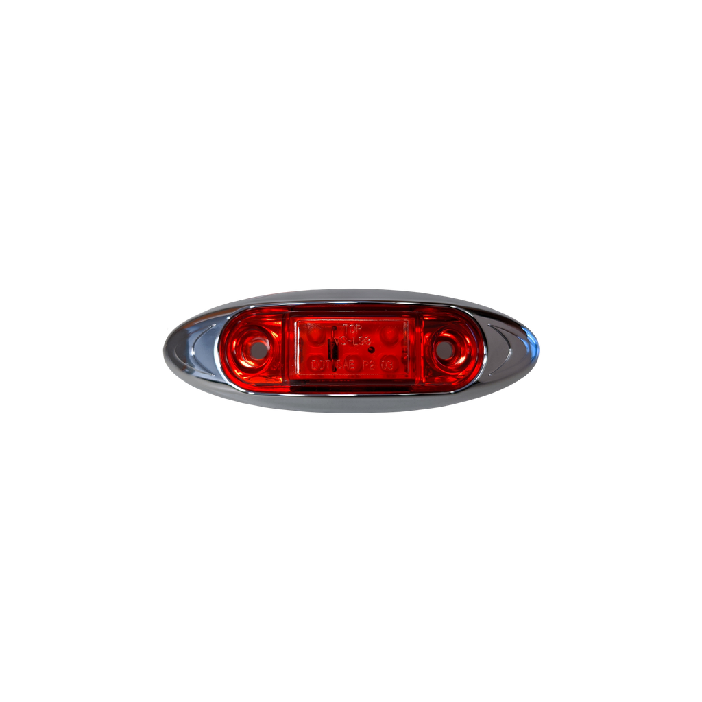 [LED0725-6RP] LED 0.75"x2.5" Marker Lamp Red 6-dio w/ Chrome Bezel
