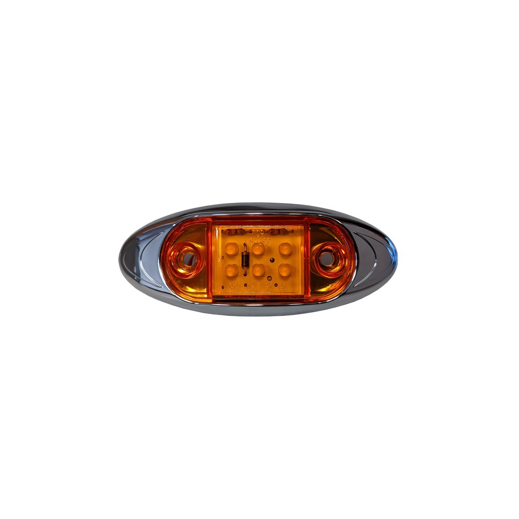 [LED1025-6AP] LED 1"x2.5" Marker Lamp Amber 6-dio w/ Chrome Bezel