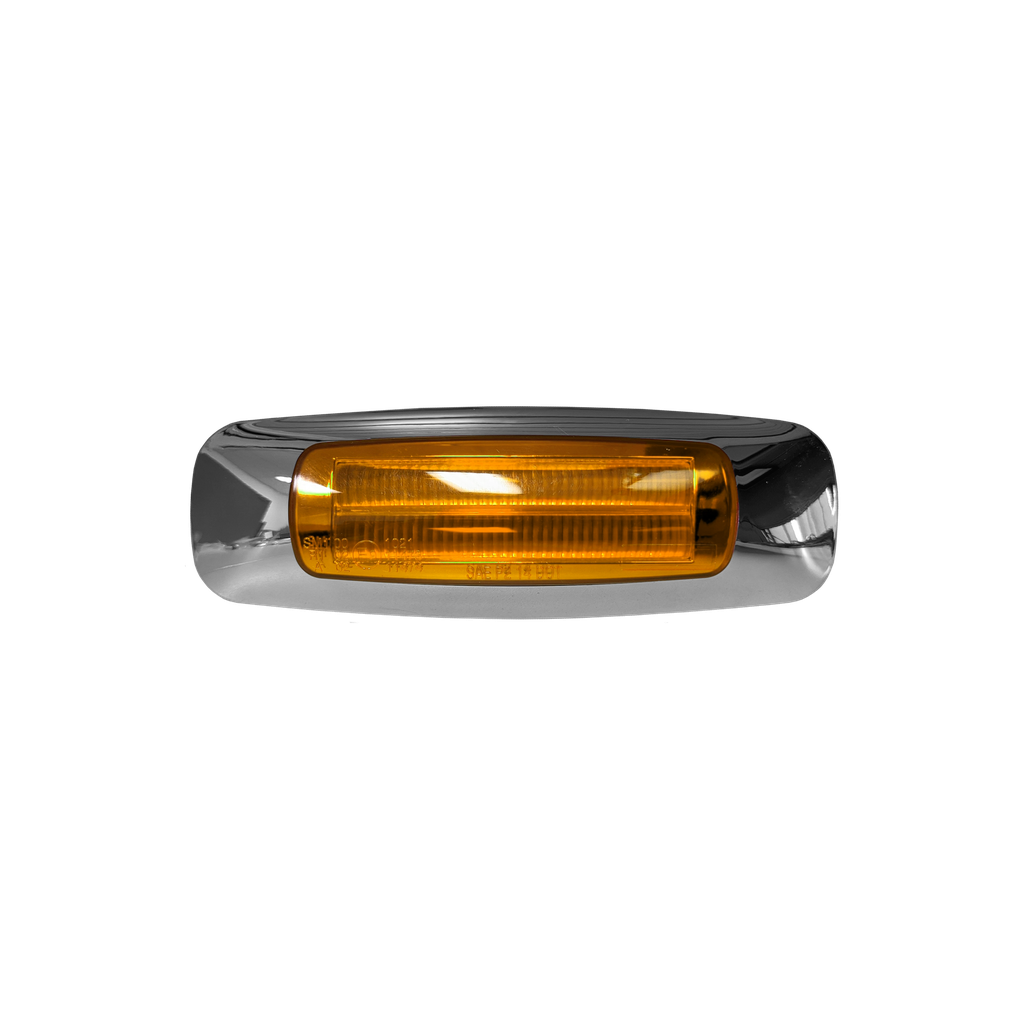 LED 1.55"x4.70" Marker Lamp Amber 4-dio w/ Chrome Bezel