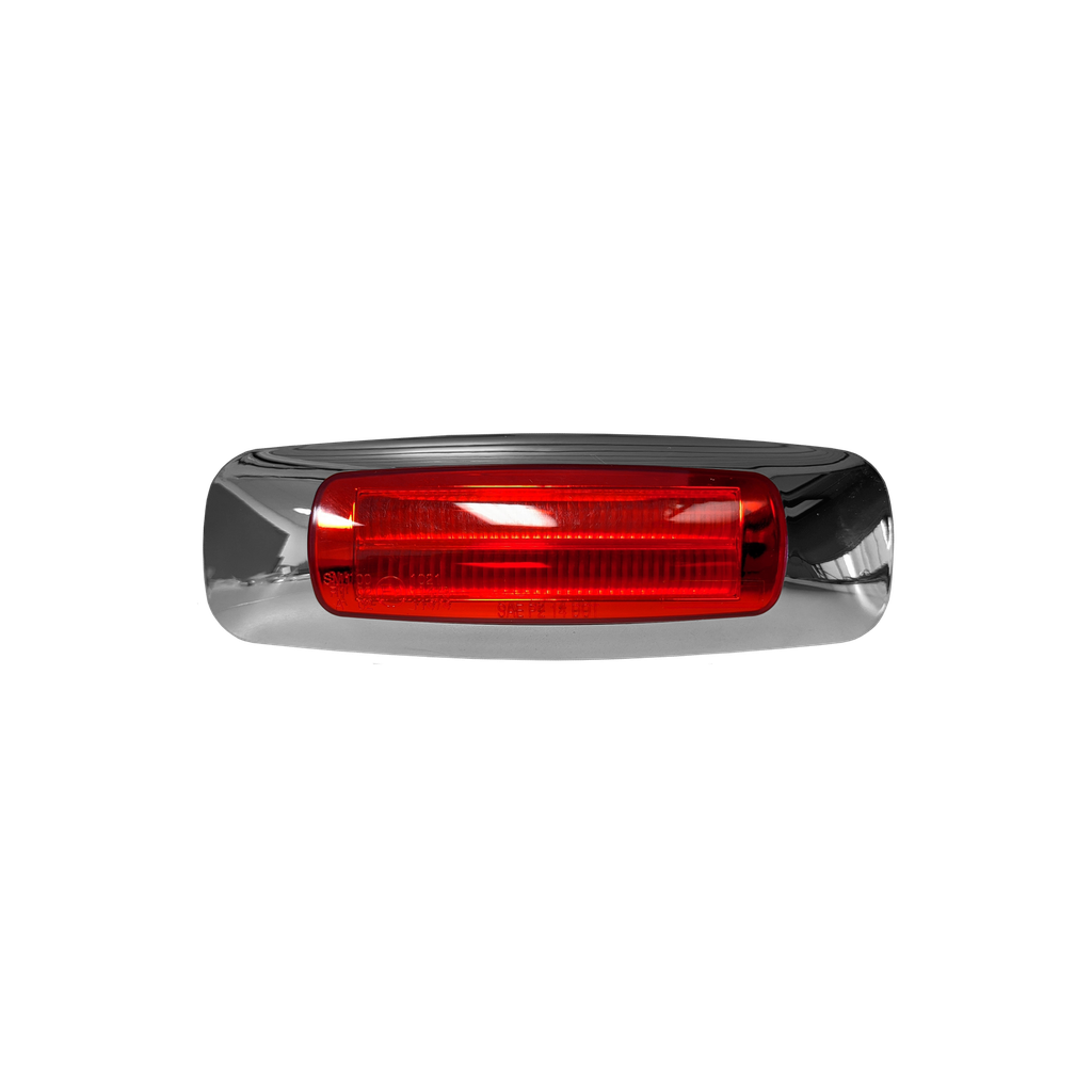 [LED1115-4RP] LED 1.55"x4.70" Marker Lamp Red 4-dio w/ Chrome Bezel