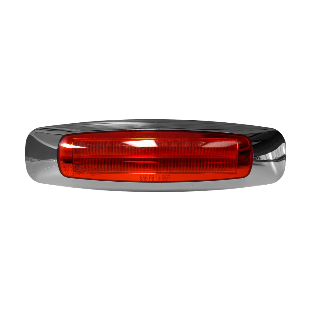 [LED1315-4RP] LED 1.65"x5.75" Marker Lamp Red 4-dio w/ Chrome Bezel
