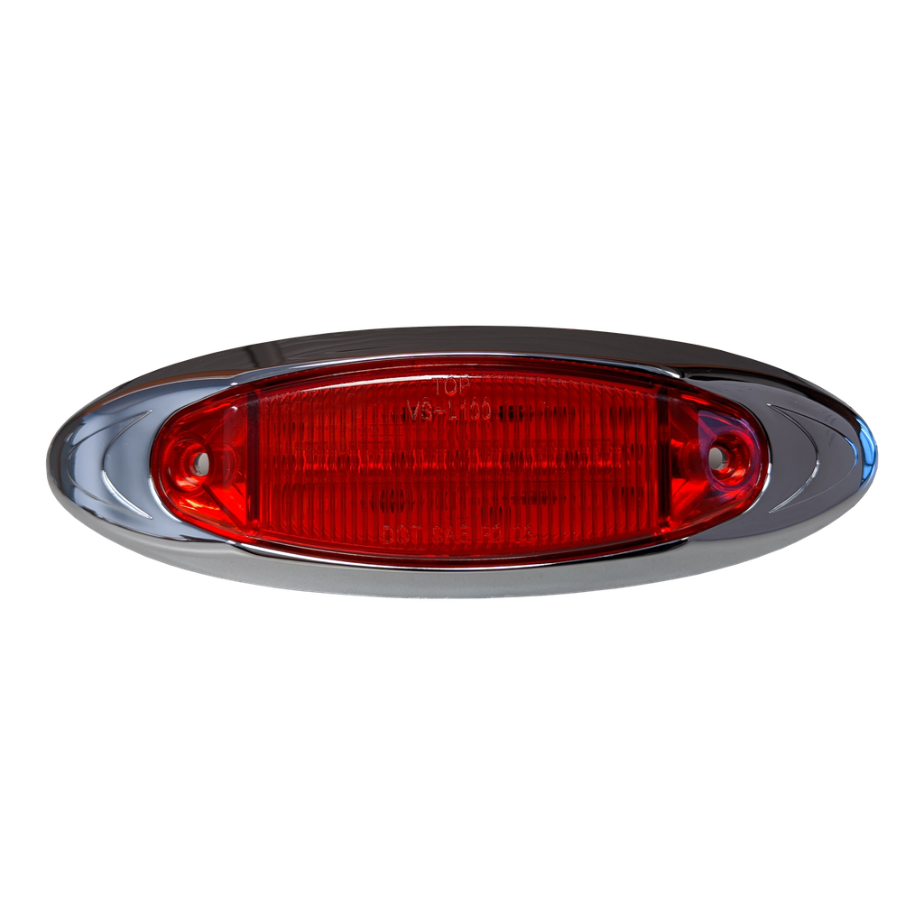 [LED1545-6RP] LED 1.5"x4.5" Marker Lamp Red 6-dio w/ Chrome Bezel