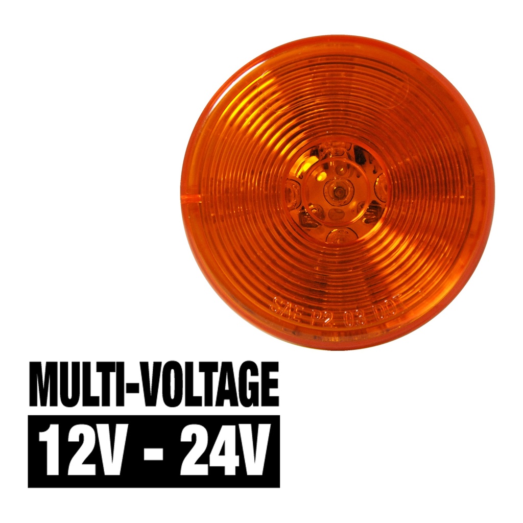 [LED2000M-10AP] 12V-24V LED 2" Rd Marker Lamp Amber - 10-dio