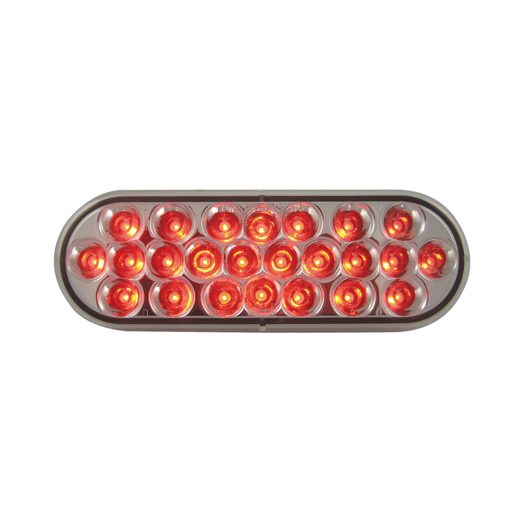 [LED2238C-24RP] LED Oval STTP Clear Lens Lamp Red - 24-dio