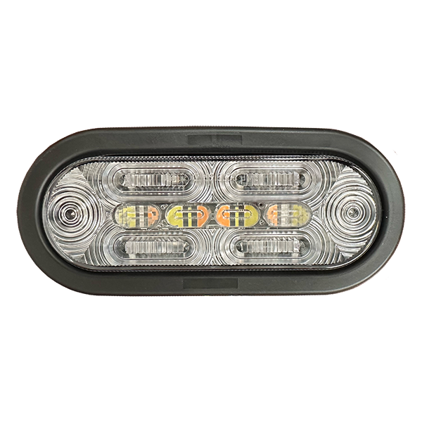 [LED2238E-22AW] 6" OVAL - STTR AND AMBER / WHITE FLASHER