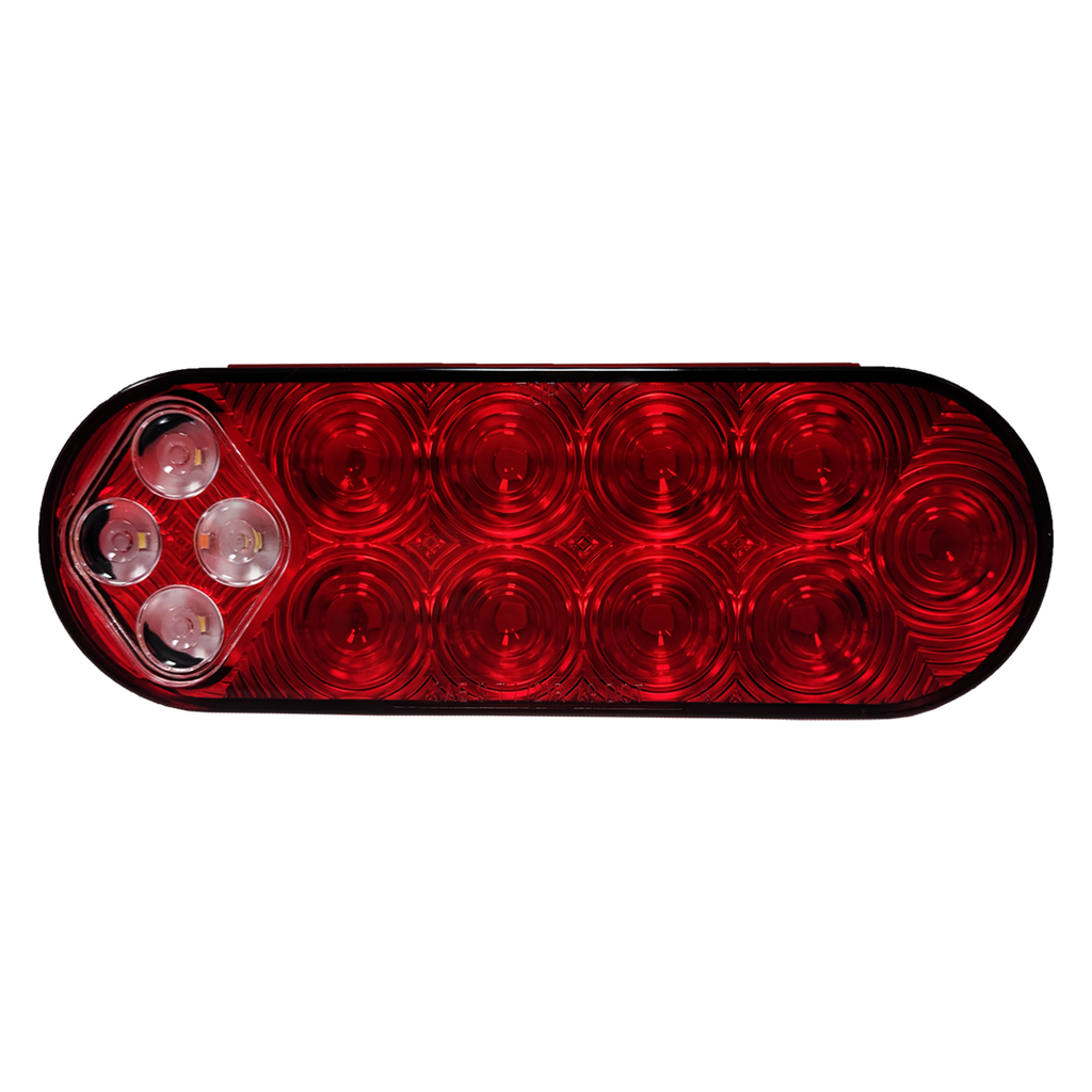 [LED2238G-14RWP] LED Oval 4-Pin Connection STT/Backup Lamp Red/White - 14-dio