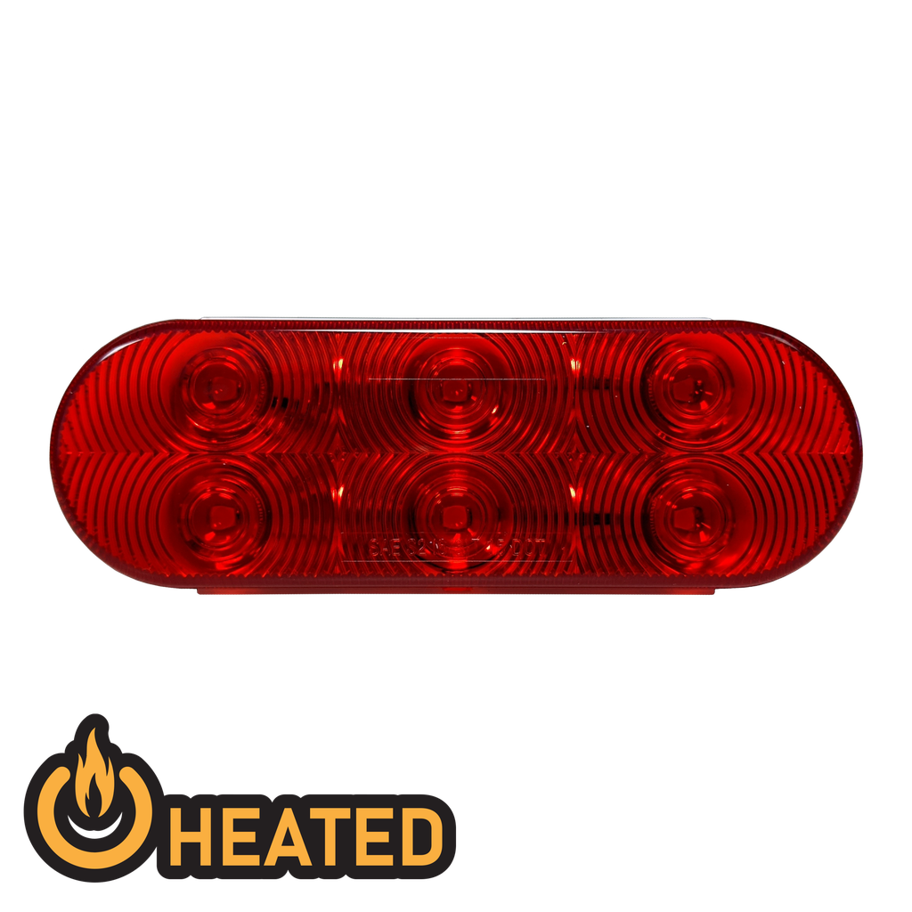 [LED2238H-6RP] Heated LED Oval Stop/Turn/Tail Lamp Red 6-dio