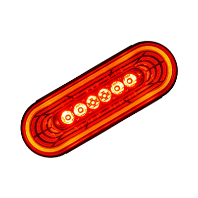 [LED2238TC-22RP] 6" Oval Orbit STT/22 SMD LEDs/Red-Clear Lens