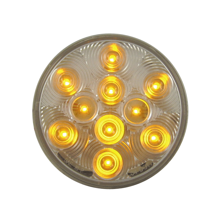 [LED4000C-10AP] LED 4" Rd Signal/Park Clear Lens Lamp Amber - 10-dio