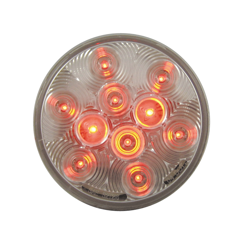 [LED4000C-10RP] LED 4" Rd STT Lamp Clear Lens Red - 10-dio