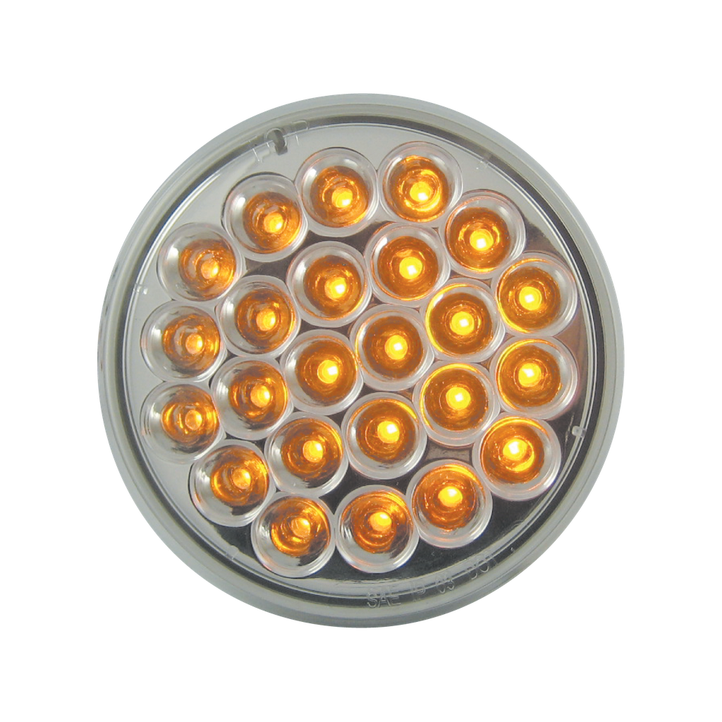 [LED4000C-24AP] LED 4" Rd Signal/Park Clear Lens Lamp Amber - 24-dio