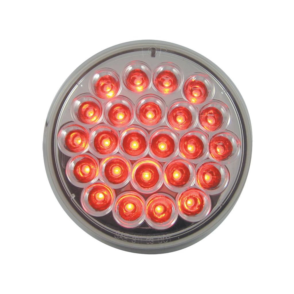 [LED4000C-24RP] LED 4" Rd STT Clear Lens Lamp Red - 24-dio