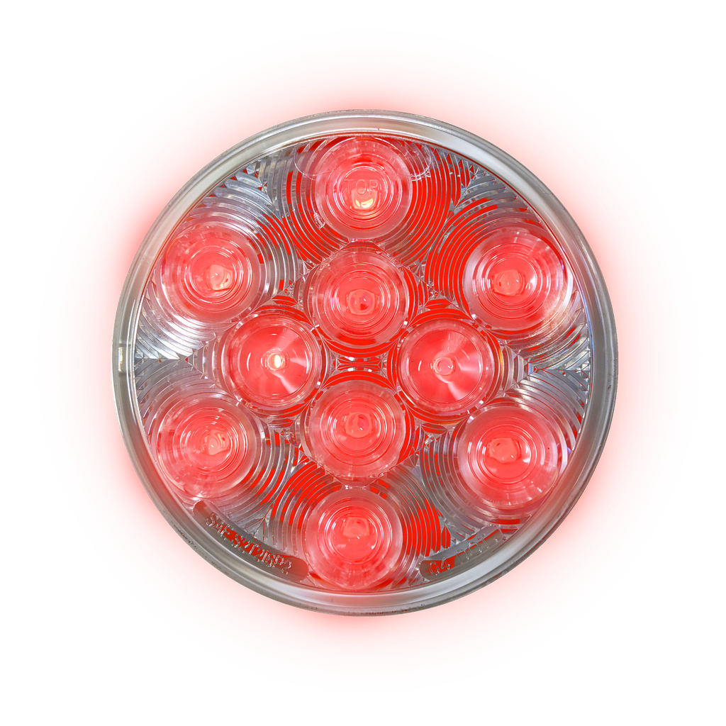 LED 4" Rd STT Lamp Clear Lens Red - 10-dio