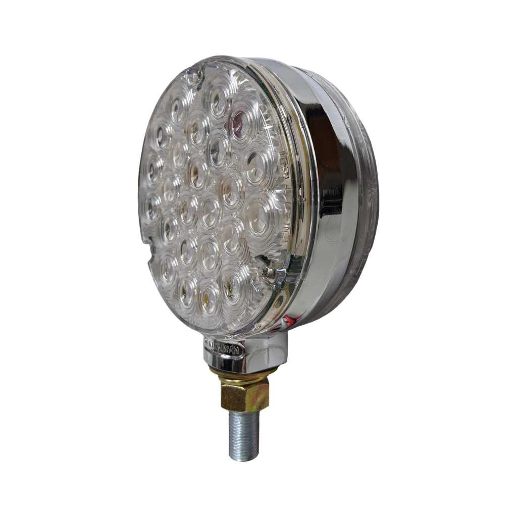 LED Rd Fender Mt Clear Red/Amber Chrome Die Cast Base