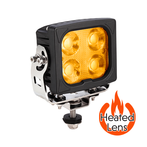 5" x 4" Heated Lens LED Flood Lamp w/ Deutsch Connectors - Amber Lens