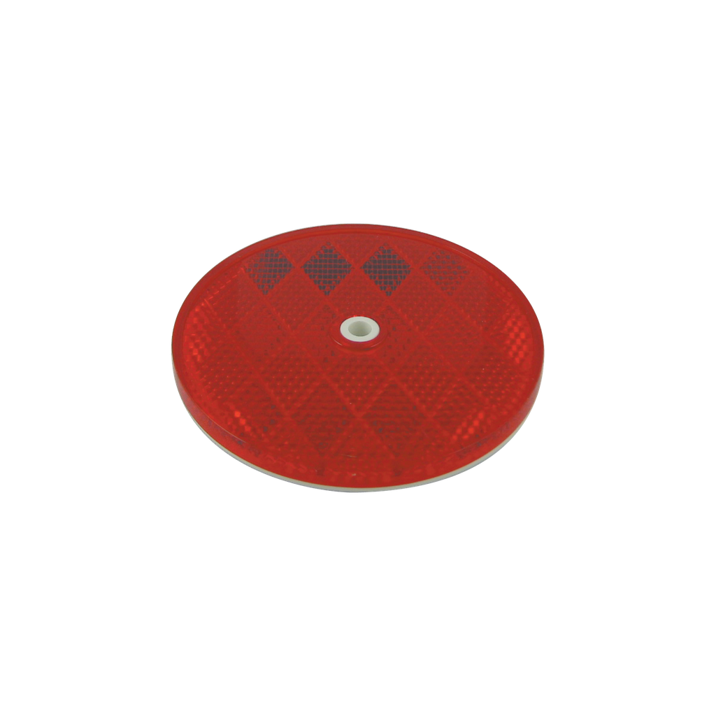 [RF3012RP] 3-1/8" Rd Plastic Back Centre Hole Reflector Red
