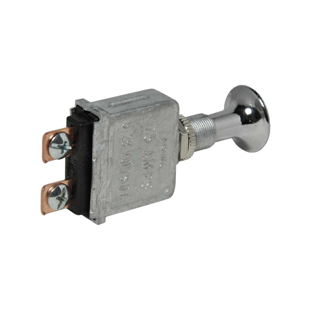 [SP100] On-Off Push Pull Chrome Knob Switch 6V-28V 2 Screws