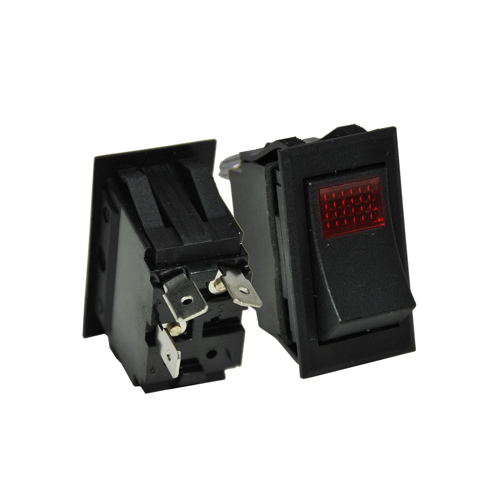 [SR104] On-Off Rocker Black Switch w/ Red Pilot Light 12V 3 Blades
