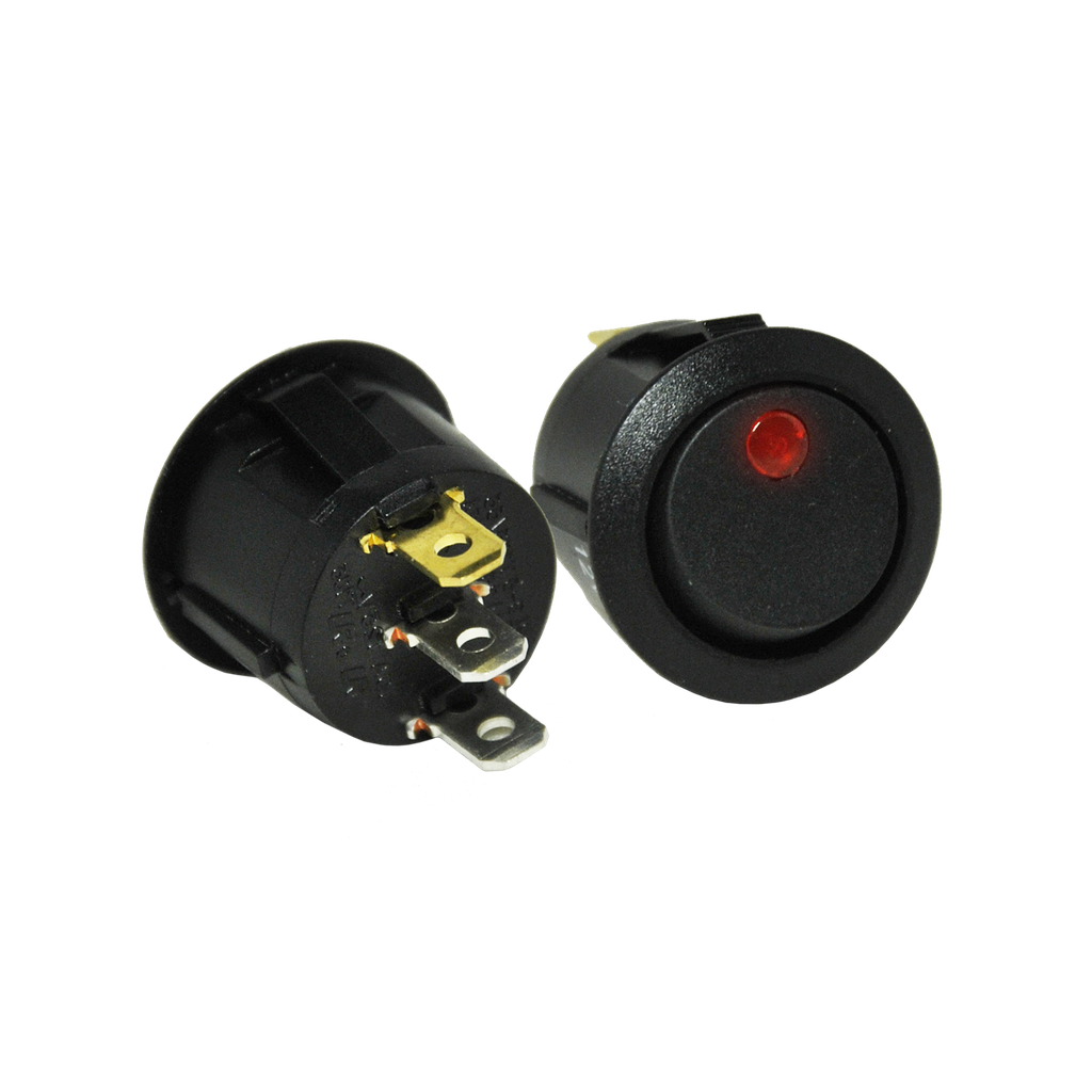 On-Off Rocker Black w/ Amber Light 12V 10 Amp 3 Blades