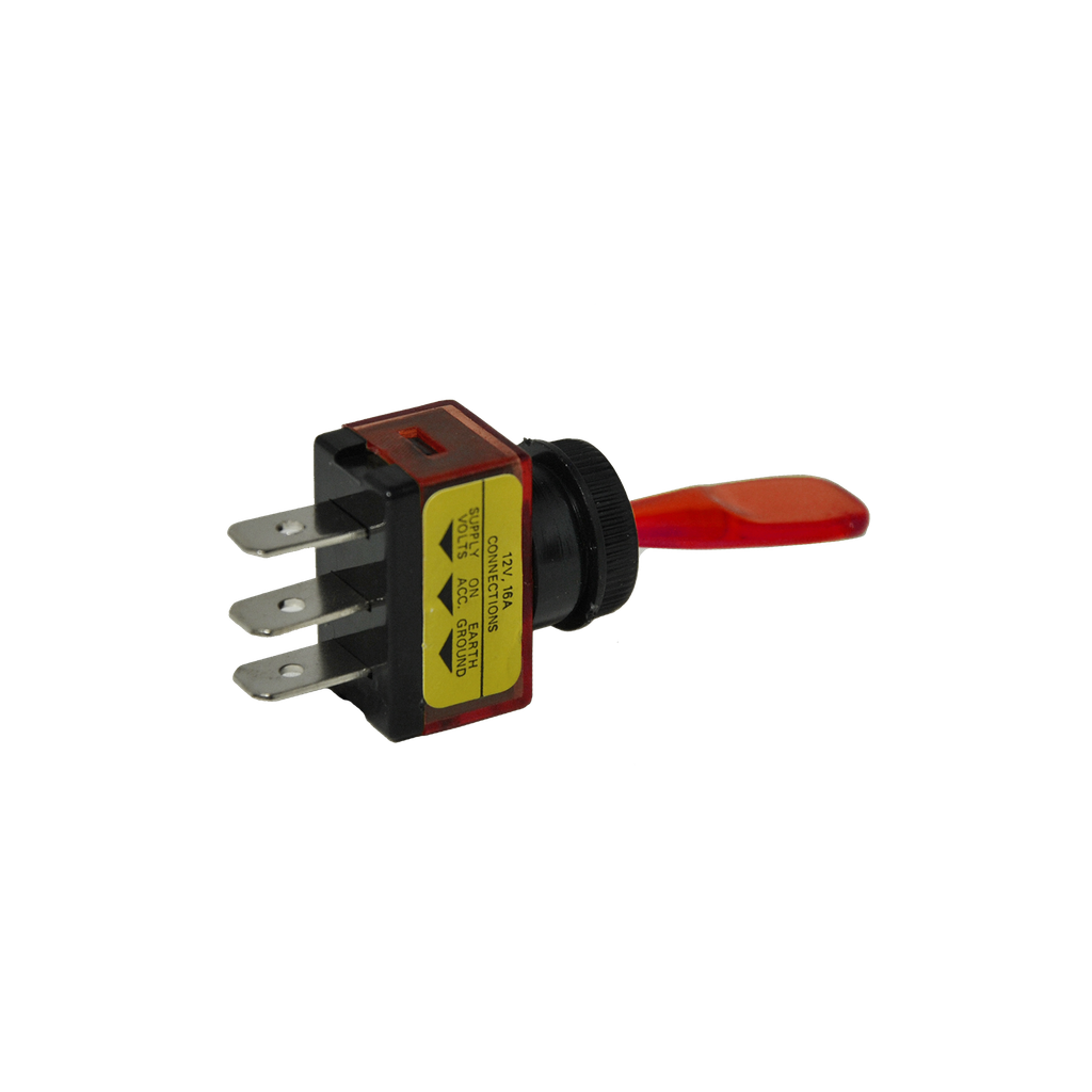 [ST900R] On-Off Red Lighted Plastic Toggle Switch 12V 3 Blades
