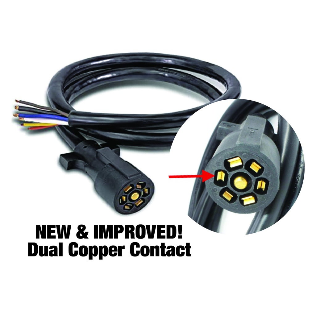 [W414312TA-7] 7 ft Black Cold Weather Cable w/ Sealed RV Connector 4x14Ga+3x12Ga