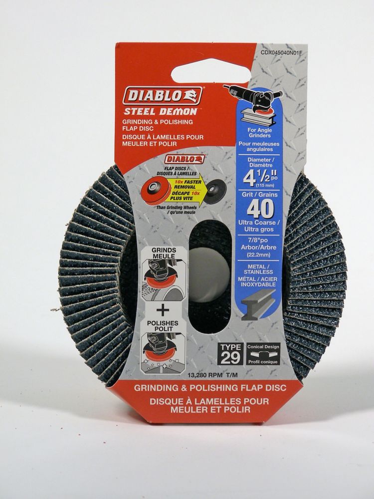 [CDX045040N01F] Diablo Steel Demon 4 1/2-inch Type 29 Ultra Coarse Finish 40 Grit Grinder Flap Disc for Metal Grinding/Polishing