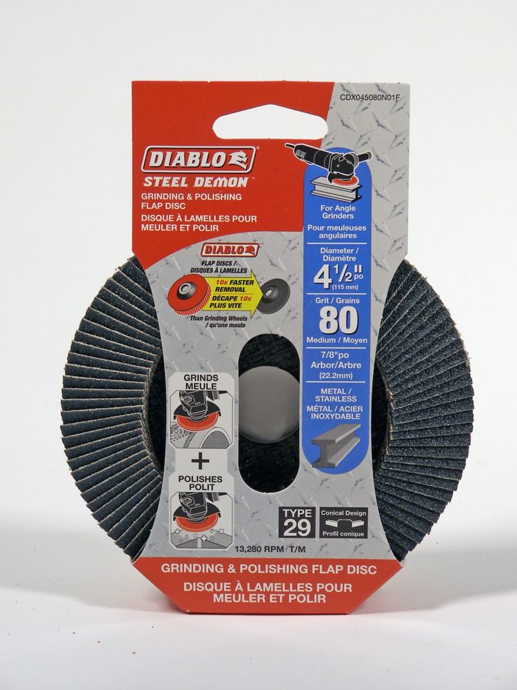 [CDX045080N01F] Diablo Steel Demon 4 1/2-inch Type 29 Medium Finish 80 Grit Grinder Flap Disc for Metal Grinding/Polishing